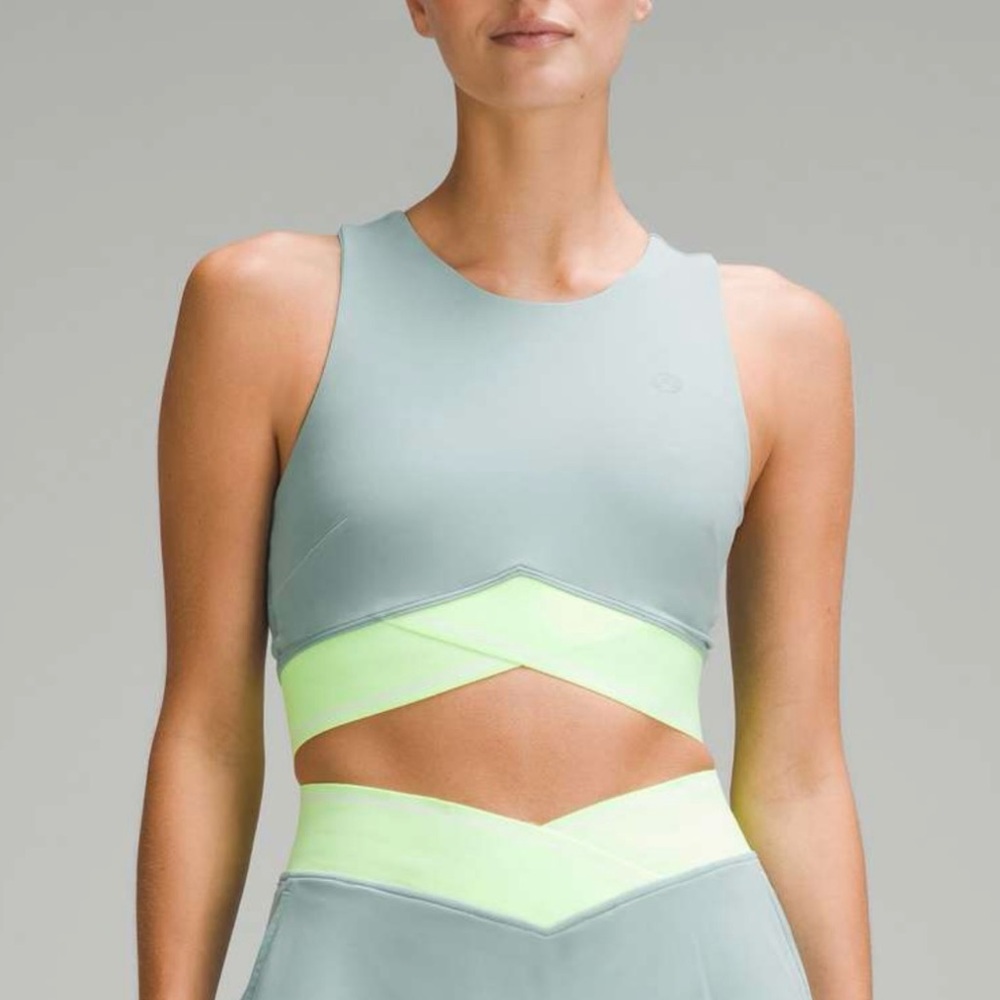 Lululemon Sage and Neon Green Sports Bra